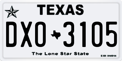 TX license plate DXO3105