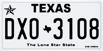 TX license plate DXO3108