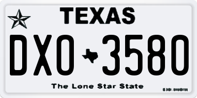 TX license plate DXO3580
