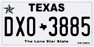 TX license plate DXO3885
