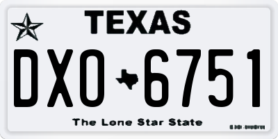 TX license plate DXO6751