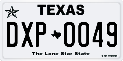 TX license plate DXP0049