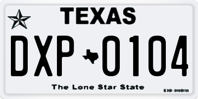 TX license plate DXP0104