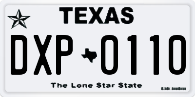 TX license plate DXP0110
