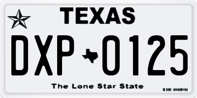 TX license plate DXP0125