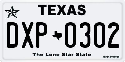 TX license plate DXP0302