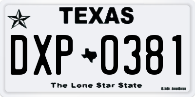 TX license plate DXP0381