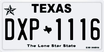 TX license plate DXP1116