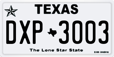 TX license plate DXP3003