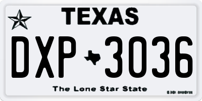 TX license plate DXP3036