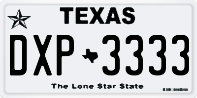 TX license plate DXP3333