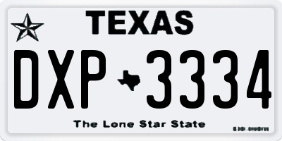 TX license plate DXP3334