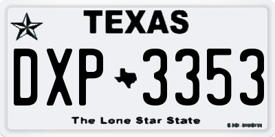 TX license plate DXP3353