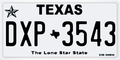 TX license plate DXP3543