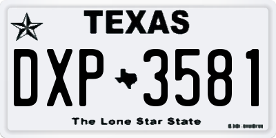 TX license plate DXP3581