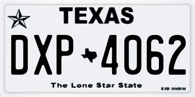 TX license plate DXP4062