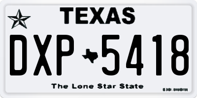 TX license plate DXP5418