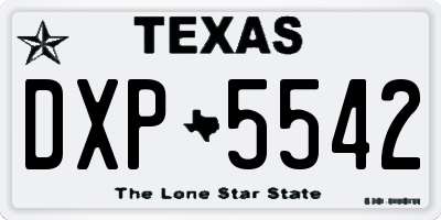 TX license plate DXP5542