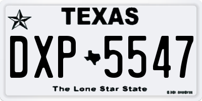 TX license plate DXP5547