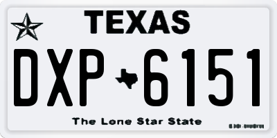 TX license plate DXP6151