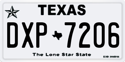 TX license plate DXP7206
