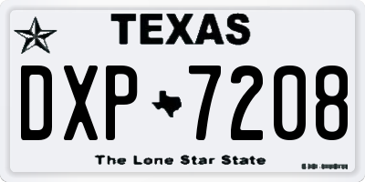 TX license plate DXP7208