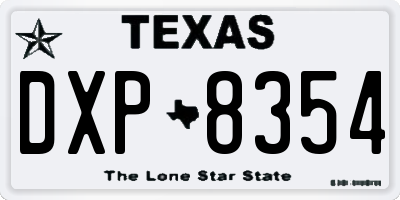TX license plate DXP8354