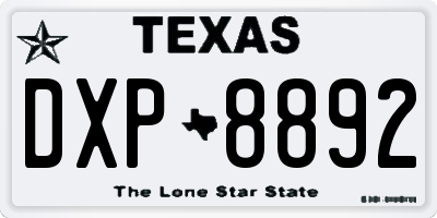 TX license plate DXP8892