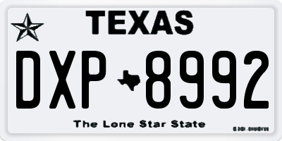 TX license plate DXP8992