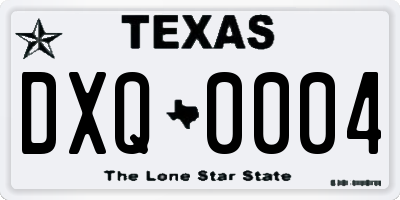 TX license plate DXQ0004