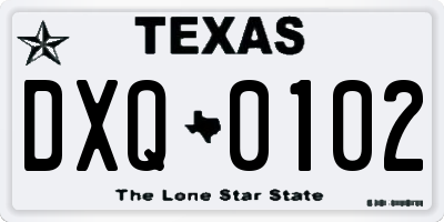TX license plate DXQ0102