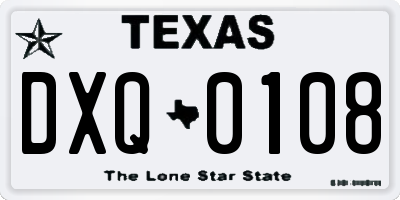 TX license plate DXQ0108