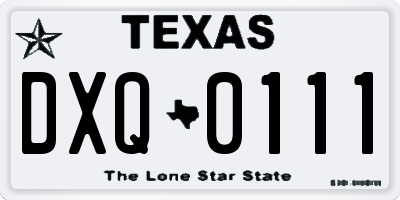 TX license plate DXQ0111