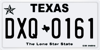 TX license plate DXQ0161