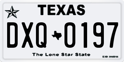 TX license plate DXQ0197