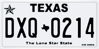 TX license plate DXQ0214