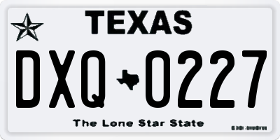 TX license plate DXQ0227