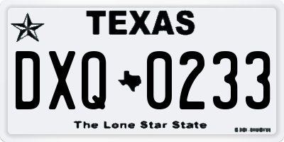 TX license plate DXQ0233