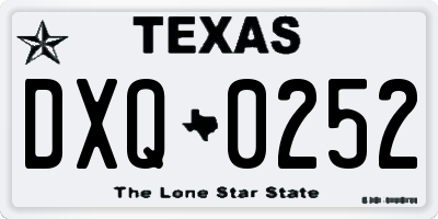 TX license plate DXQ0252