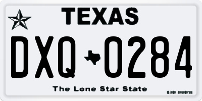 TX license plate DXQ0284
