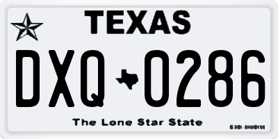 TX license plate DXQ0286