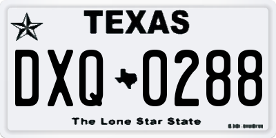 TX license plate DXQ0288