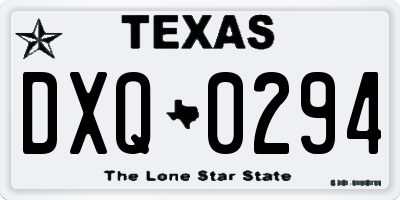 TX license plate DXQ0294