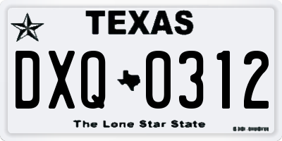 TX license plate DXQ0312