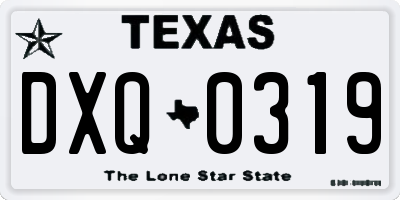 TX license plate DXQ0319