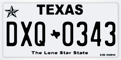 TX license plate DXQ0343
