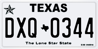 TX license plate DXQ0344