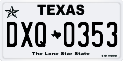 TX license plate DXQ0353