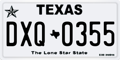 TX license plate DXQ0355