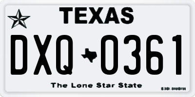 TX license plate DXQ0361